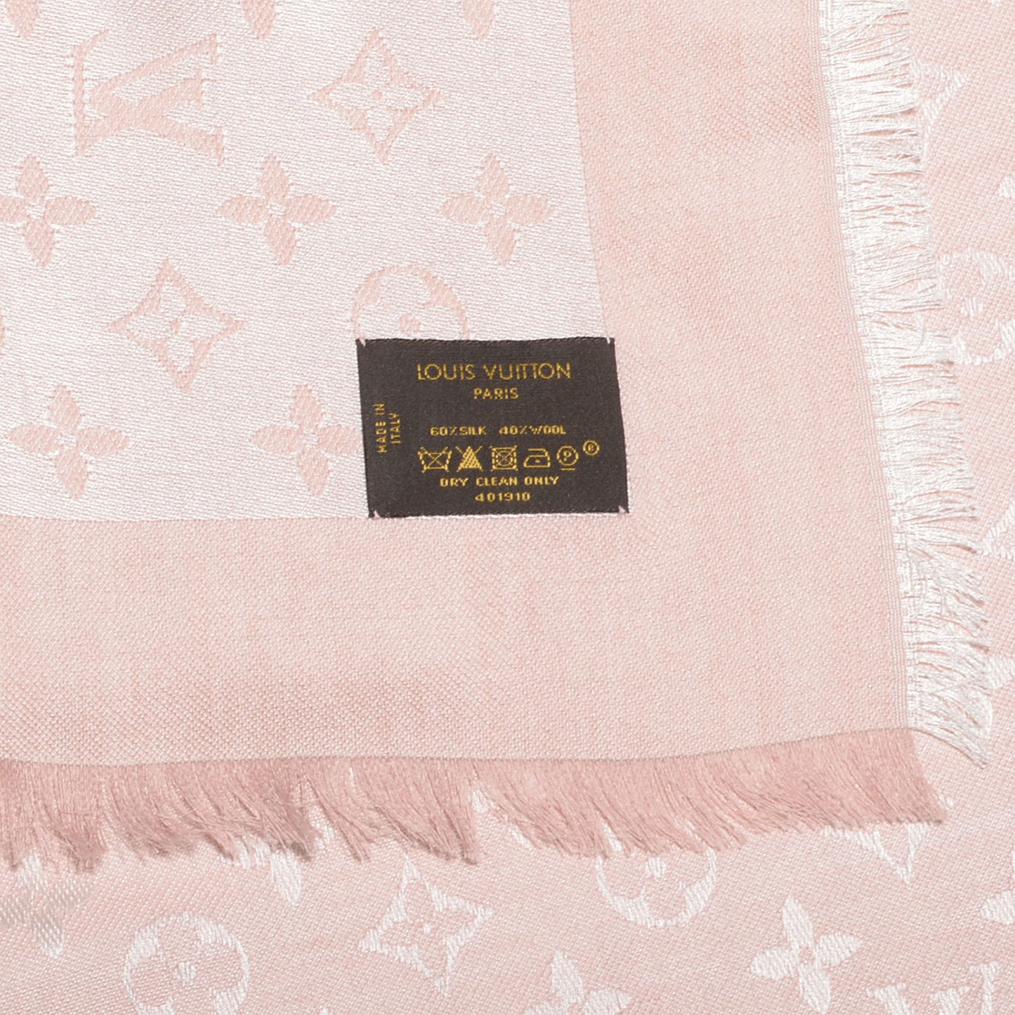 Wool Silk Monogram Shawl Natural