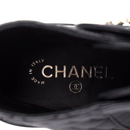 Chanel Shiny Lambskin Quilted Lace Up Combat Boots 39.5 Black 8 of 12