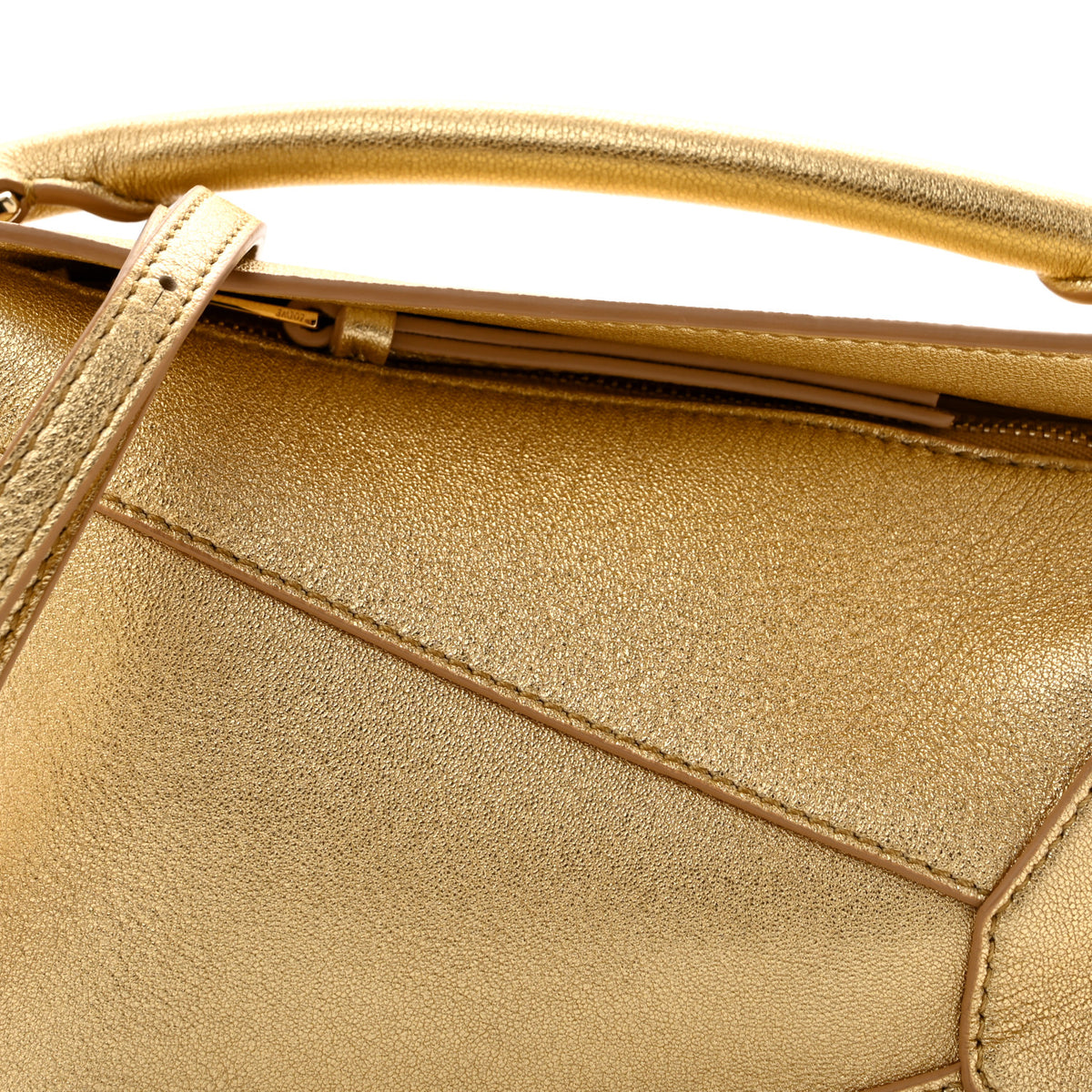 Loewe Laminated Lambskin Mini Puzzle Edge Bag Gold 7 of 10