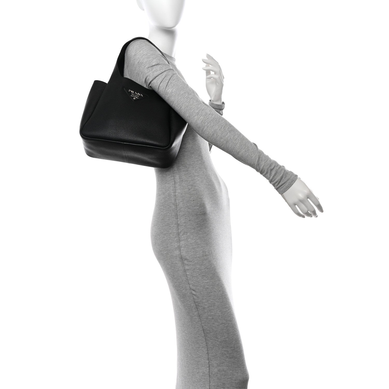 Prada Vitello Daino Soft Small Dynamique Tote Black 2 of 14