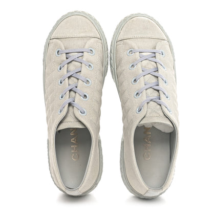 Chanel Denim Quilted Sneakers 36.5 Light Blue 2 of 10