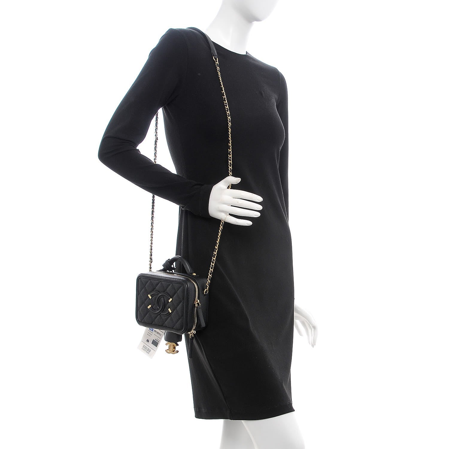 Chanel Caviar Quilted Small CC Filigree Vanity Case Black 2 of 8
