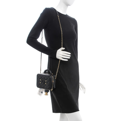 Chanel Caviar Quilted Small CC Filigree Vanity Case Black 2 of 8