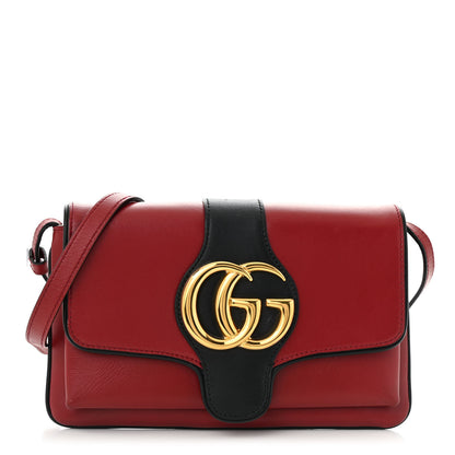 Gucci Vitello Palmellato Lux Bi-Color Small Arli Flap Shoulder Bag New Cherry Red Black 1 of 14