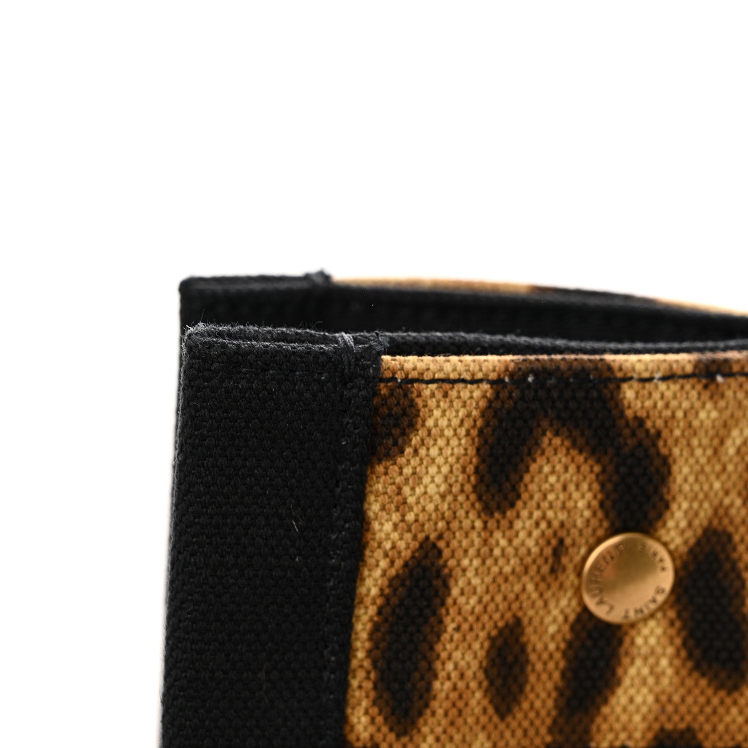 Saint Laurent Canvas Calfskin Leopard Print Rive Gauche Noe Tote Natural Black 11 of 11
