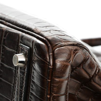 Hermes Matte Niloticus Crocodile Birkin 30 Chocolate 10 of 27