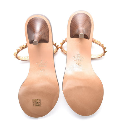 Valentino Garavani Calfskin Rockstud No Limit Sandals 36.5 Tan 5 of 7