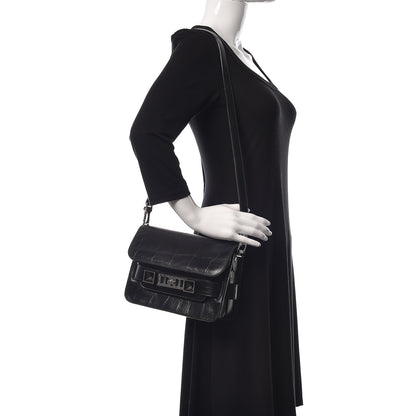 Proenza Schouler Calfskin Crocodile Embossed Mini PS11 Classic Shoulder Bag Black 2 of 10