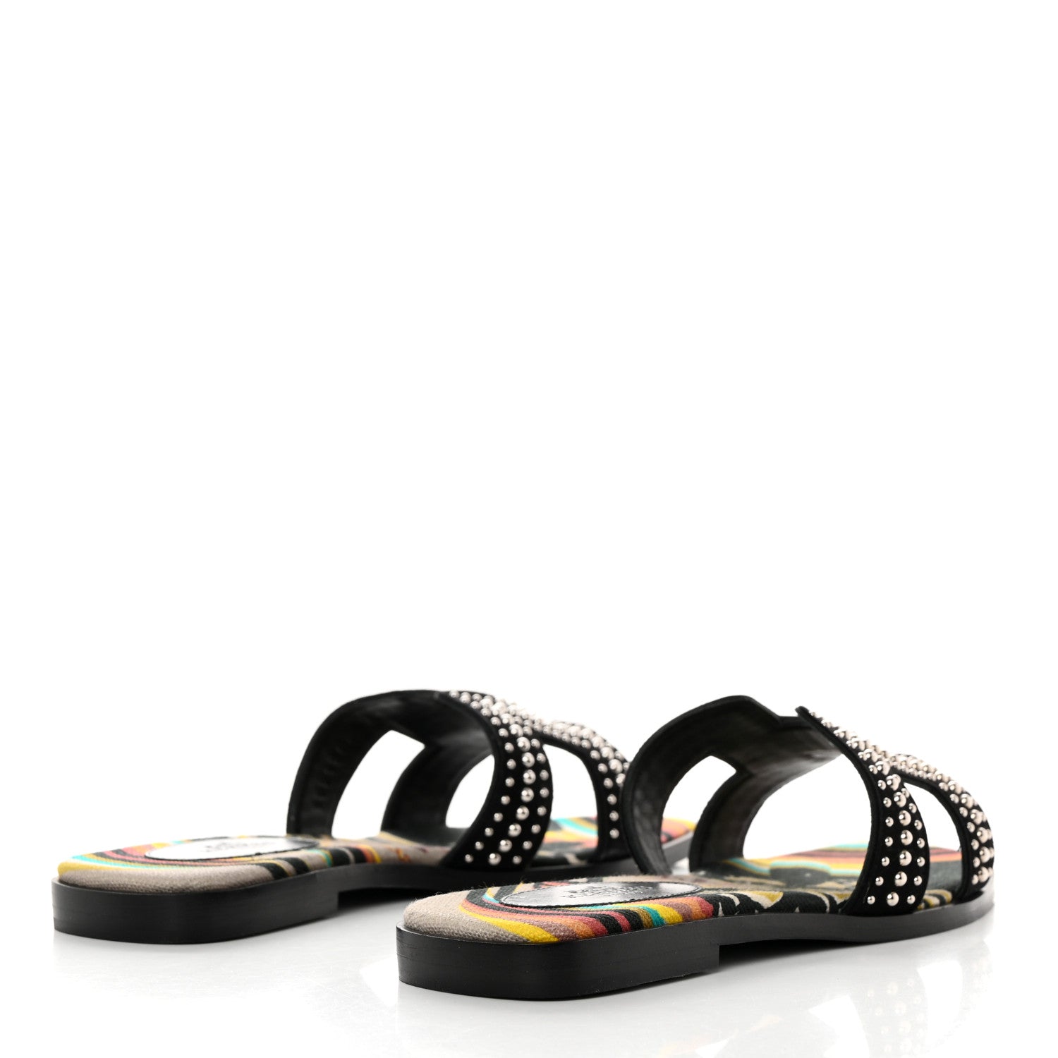 Hermes Suede Goatskin Studded Oran Sandals 36 Black 4 of 10