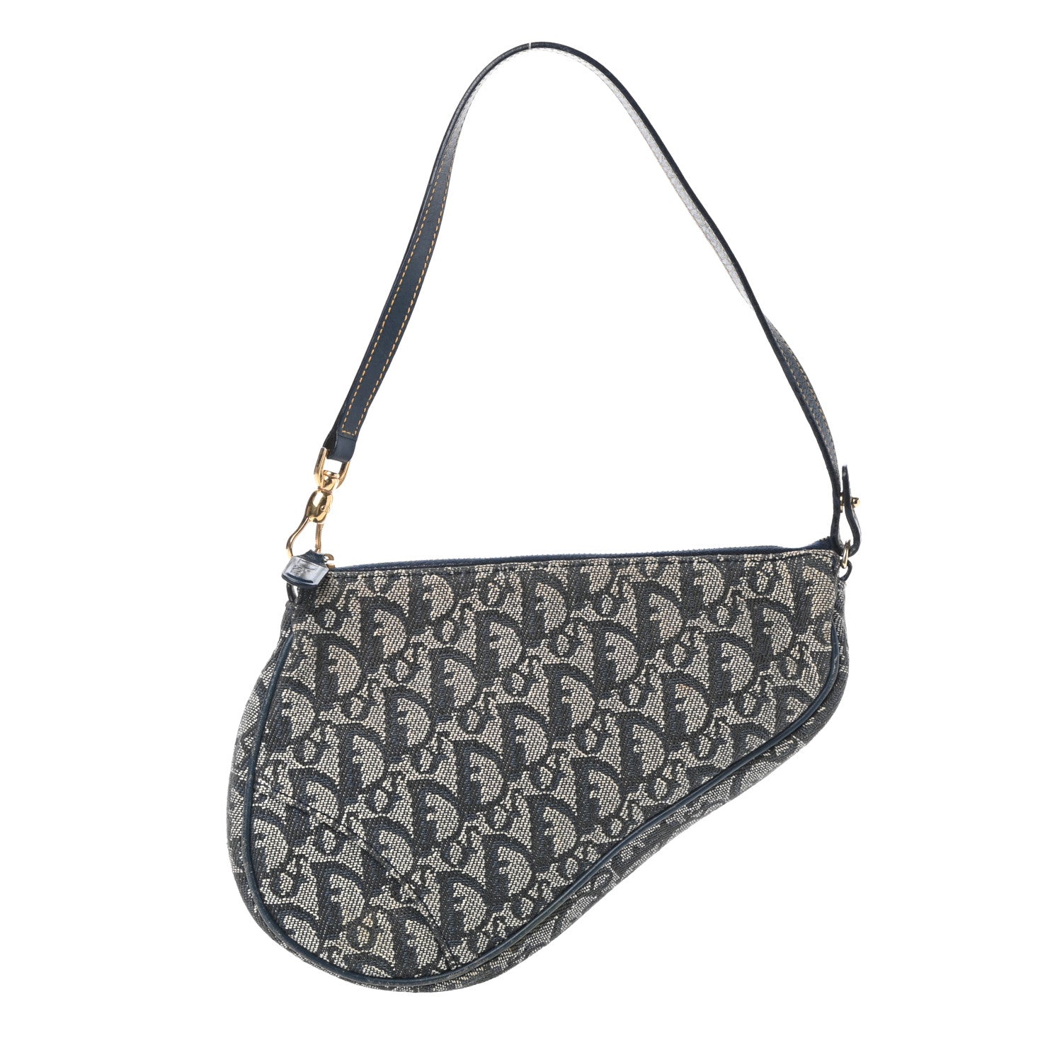 Christian Dior Monogram Mini Saddle Pochette Navy 1 of 8