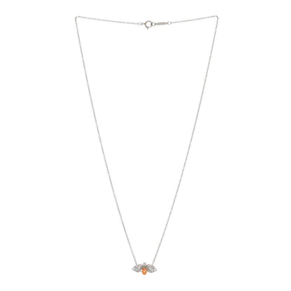 Tiffany Platinum 18K Yellow Gold Diamond Spessartine Paper Flowers Firefly Pendant Necklace 3 of 5