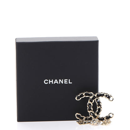Chanel Lambskin Crystal Chain CC Charms Brooch Black Gold 5 of 5