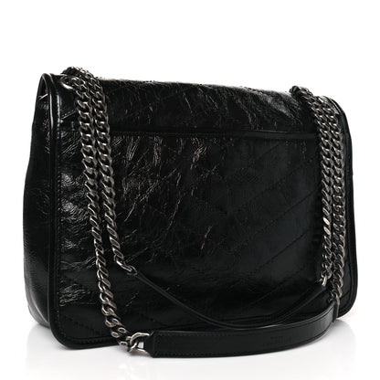 Saint Laurent Crinkled Calfskin Matelasse Monogram Medium Niki Chain Satchel Black 3 of 10