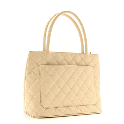 Chanel Caviar Quilted Medallion Tote Light Beige 3 of 15