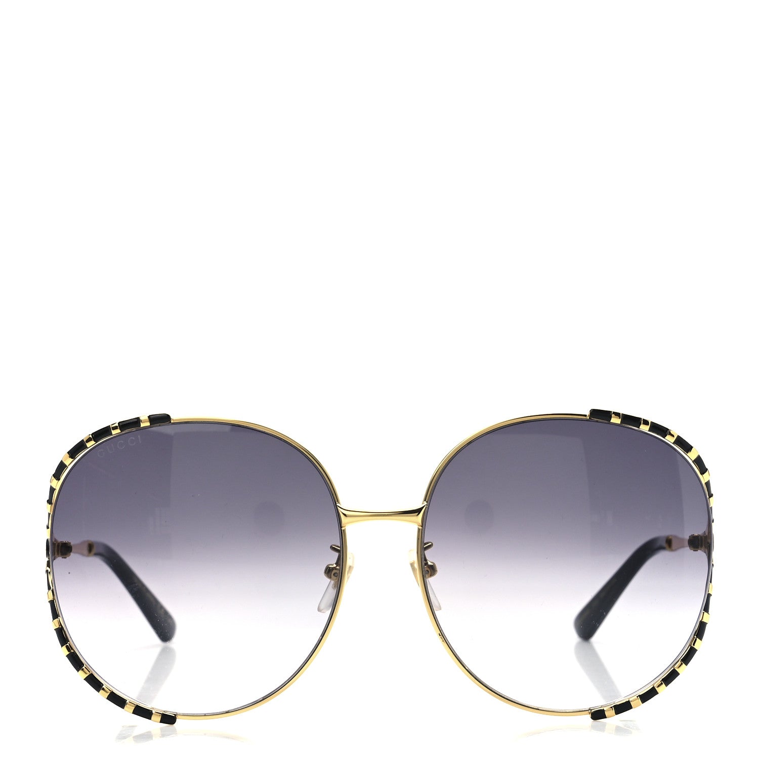 Gucci Metal Round Frame GG0595S Sunglasses Gold Black 2 of 8