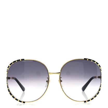 Gucci Metal Round Frame GG0595S Sunglasses Gold Black 2 of 8