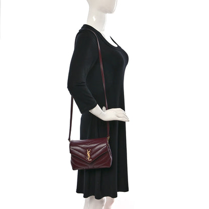 Saint Laurent Calfskin Y Quilted Monogram Toy Loulou Monogram Crossbody Bag Rouge Legion 2 of 9