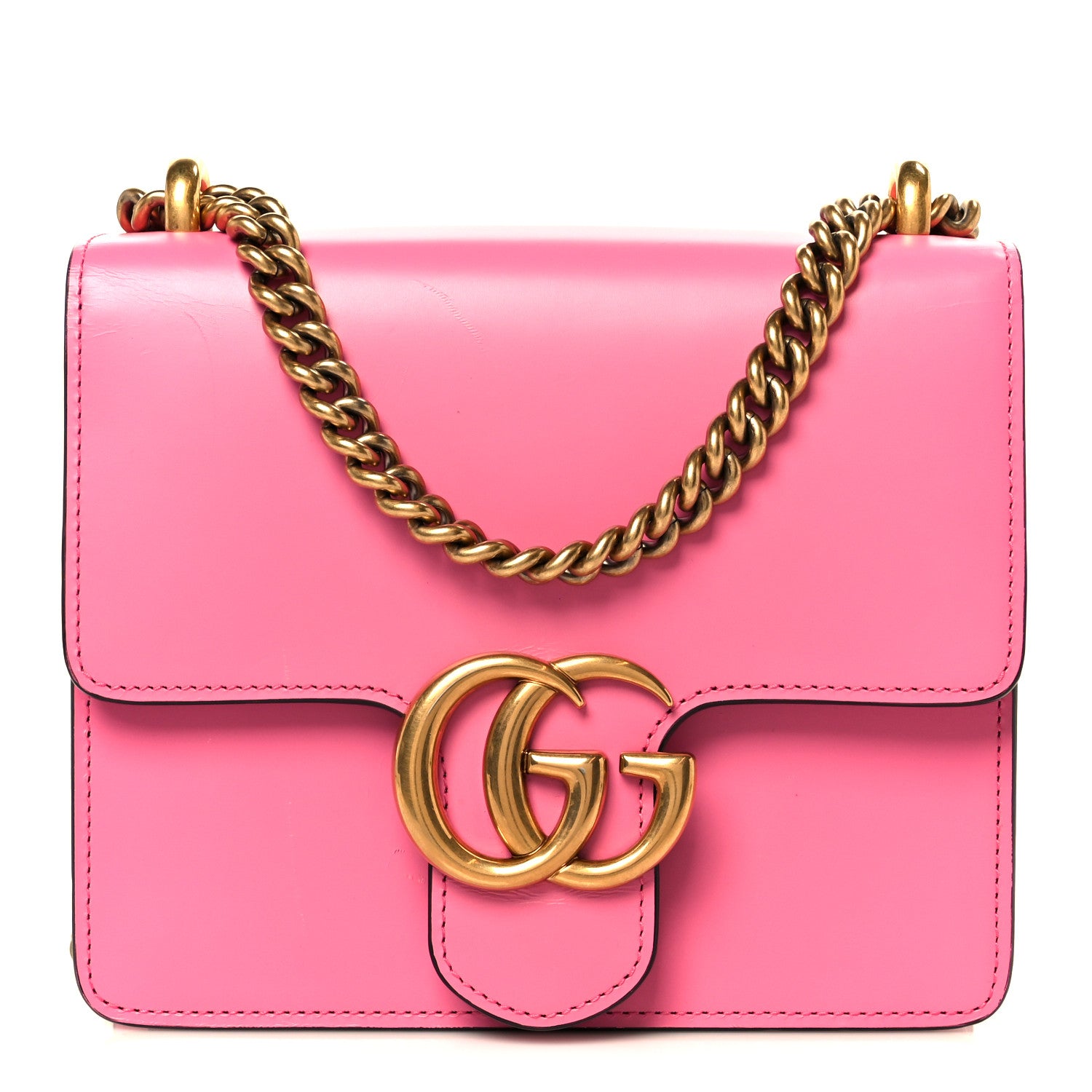 Gucci Knight Calfskin Small GG Marmont Chain Handle Bag Pink Tropical Flower 1 of 11