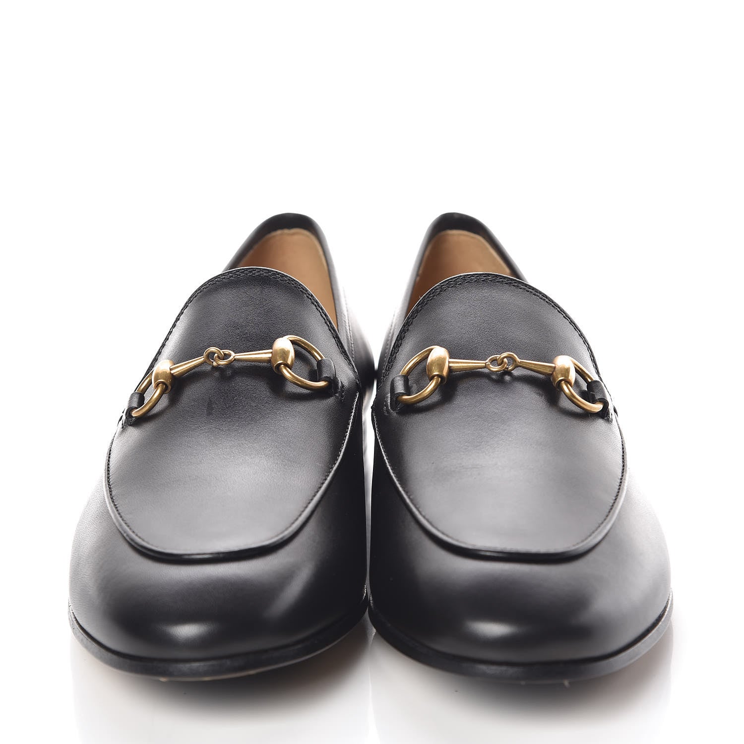 Gucci Calfskin Womens Jordaan Loafers 37.5 Black 2 of 8