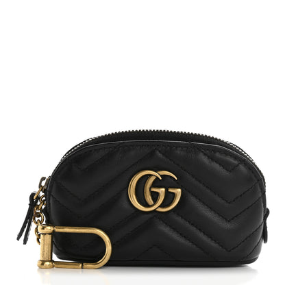 Gucci Calfskin Matelasse GG Marmont Key Pouch Black 1 of 11