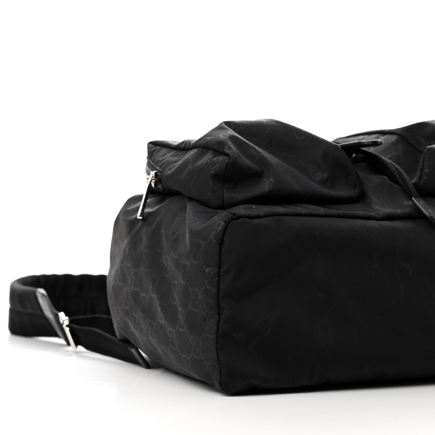 Gucci Nylon Monogram Medium Light Single Buckle Backpack Black 9 of 11