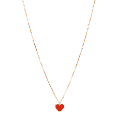 Van Cleef & Arpels 18K Rose Gold Carnelian Sweet Alhambra Heart Pendant Necklace 1 of 6