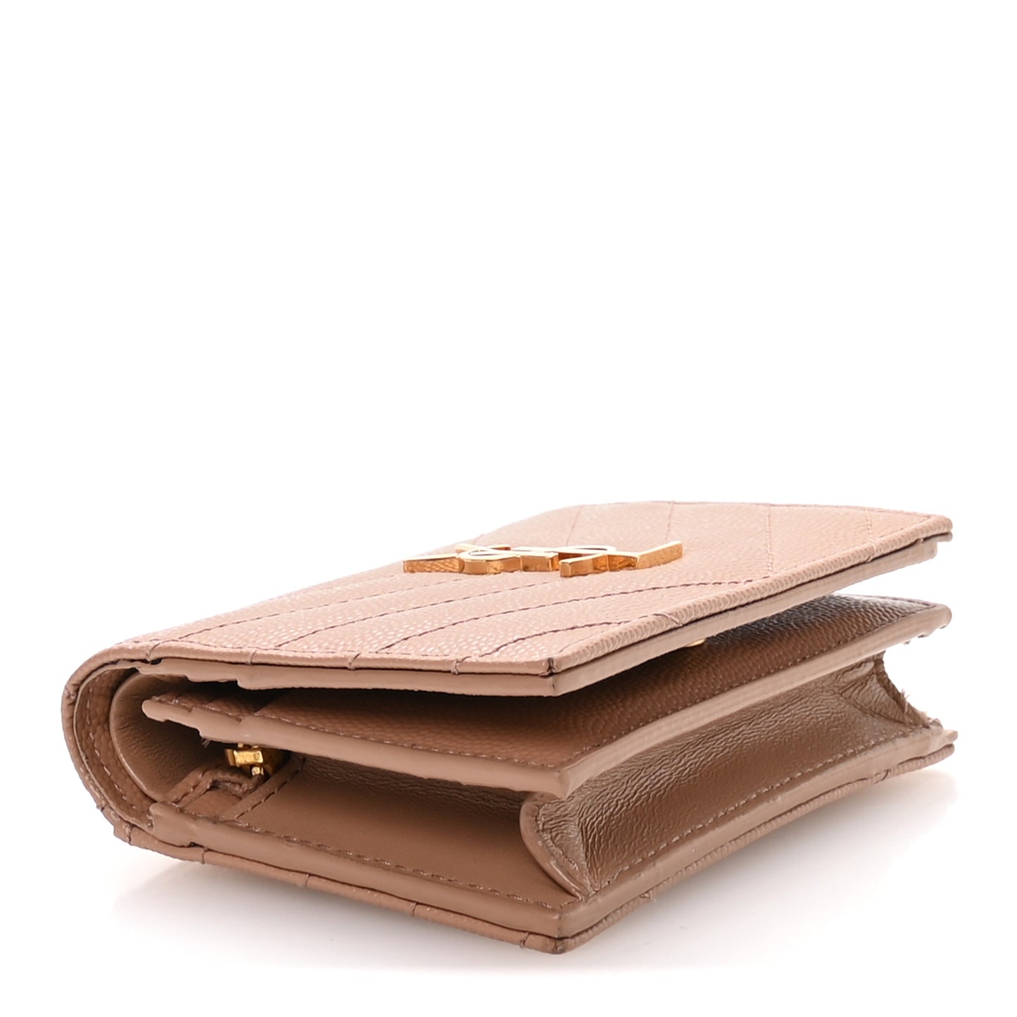 Grain De Poudre Matelasse Chevron Monogram Flap Card Case Vintage Peach