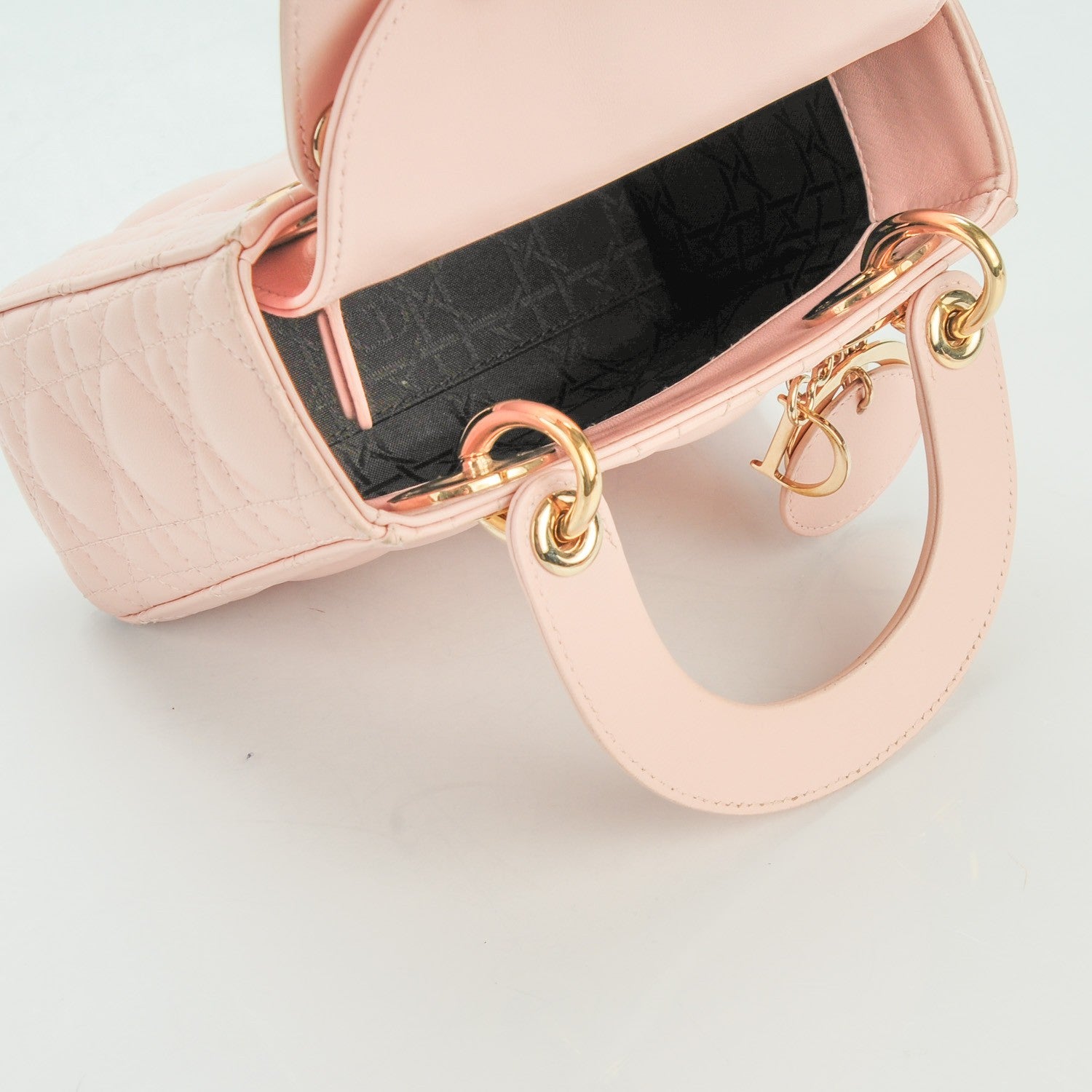Christian Dior Lambskin Cannage Mini Lady Dior Rose Poudre 5 of 9