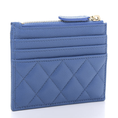 Chanel Caviar Quilted CC Zip Card Holder Blue 3 of 10