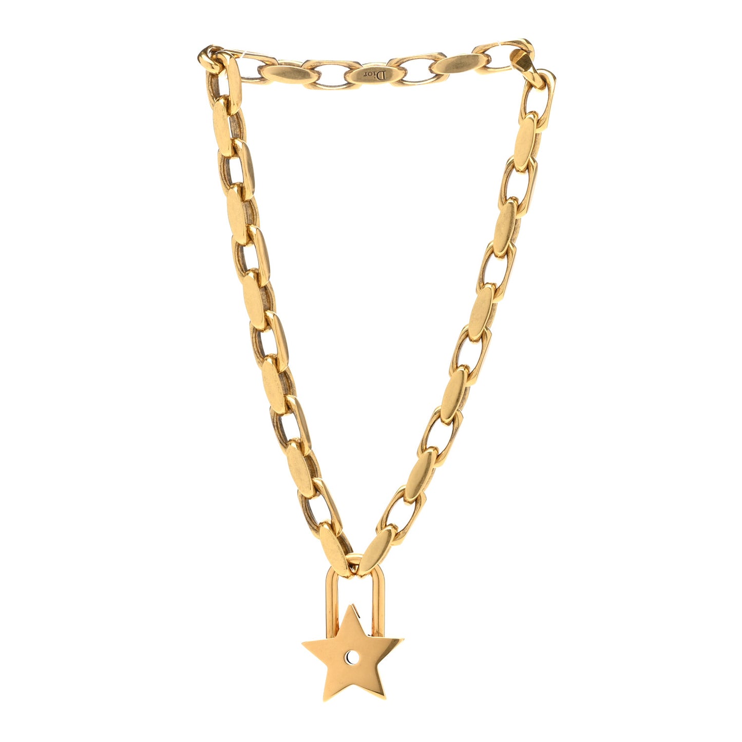 Metal Lucky Star Choker Necklace Aged Gold