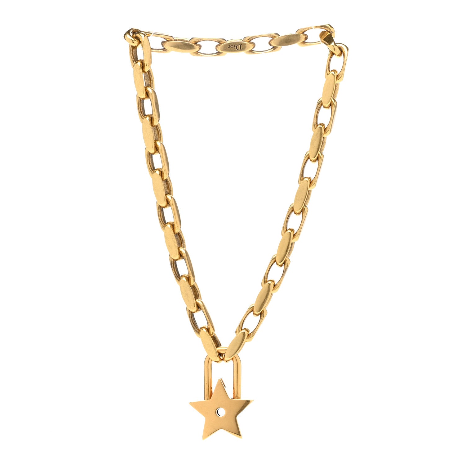 Christian Dior Metal Lucky Star Choker Necklace Aged Gold 3 of 6