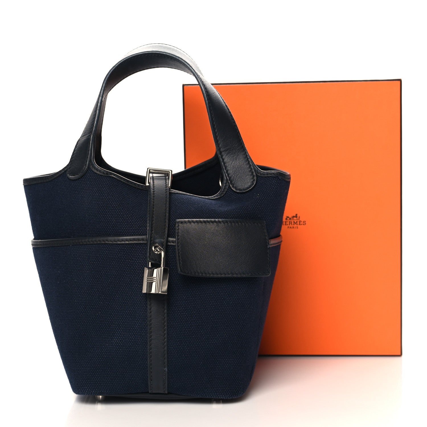 Hermes Toile Goeland Swift Cargo Picotin Lock 18 Bleu Marine Black 13 of 13