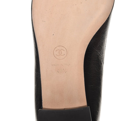 Chanel Glazed Calfskin Patent CC Cap Toe Ballerina Flats 40.5 Black 7 of 13