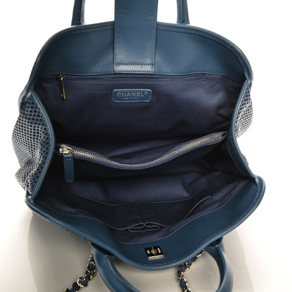 Chanel Calfskin Perforated Up In The Air Tote Dark Blue 5 of 7