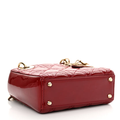 Christian Dior Patent Cannage Mini Lady Dior Red 4 of 11