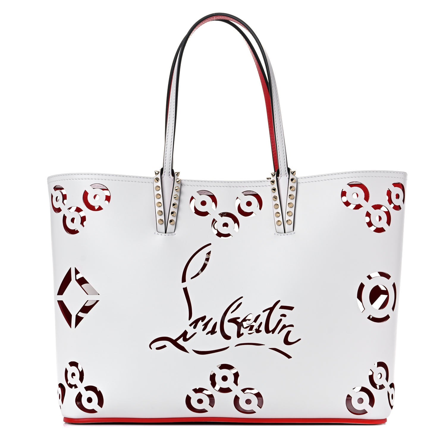 Christian Louboutin Calfskin Loubinthesky Perforated Cabata Tote White 1 of 11