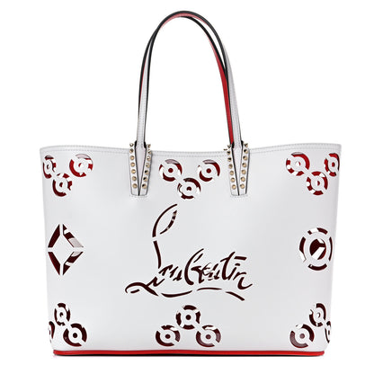 Christian Louboutin Calfskin Loubinthesky Perforated Cabata Tote White 1 of 11