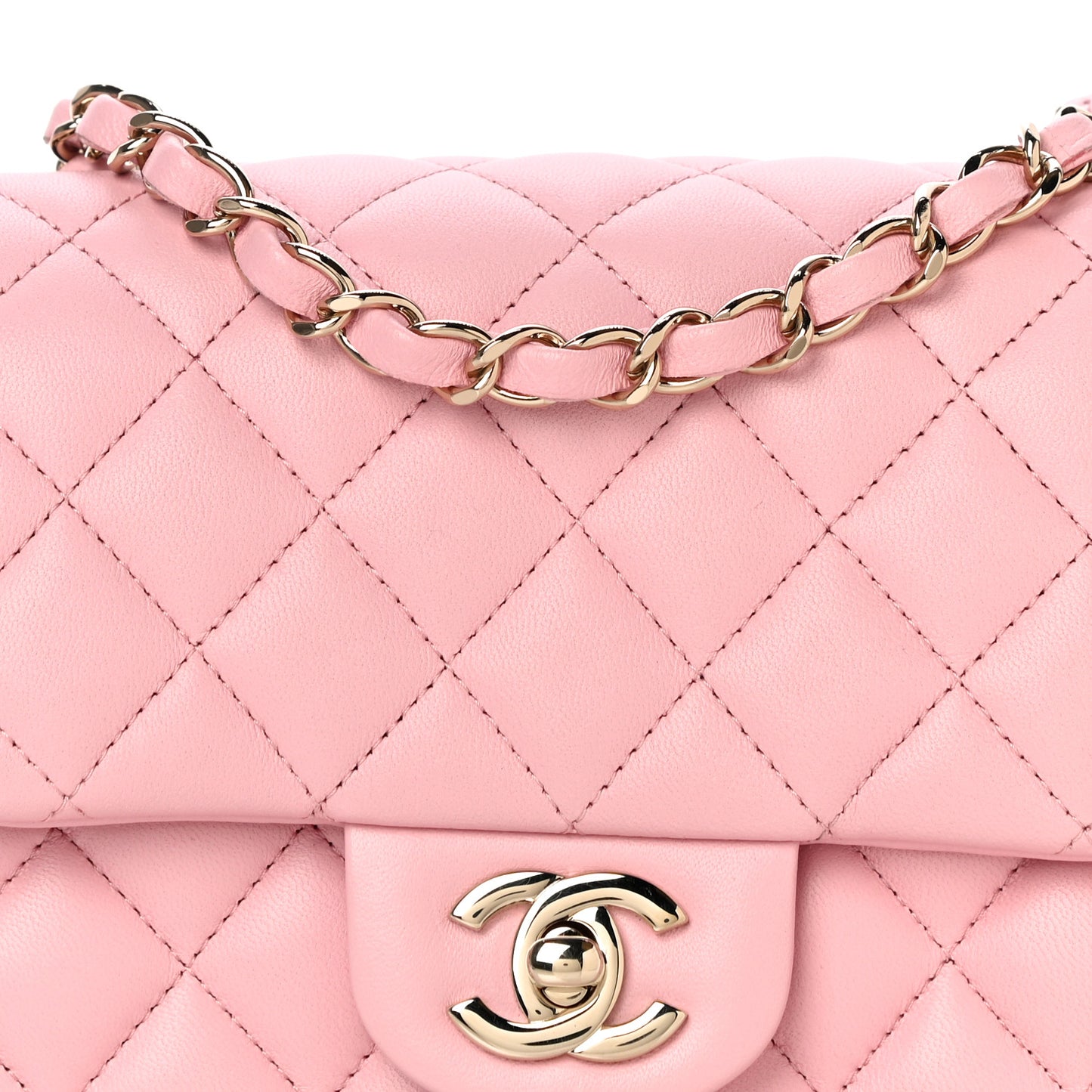 Lambskin Quilted Mini Square Flap Pink