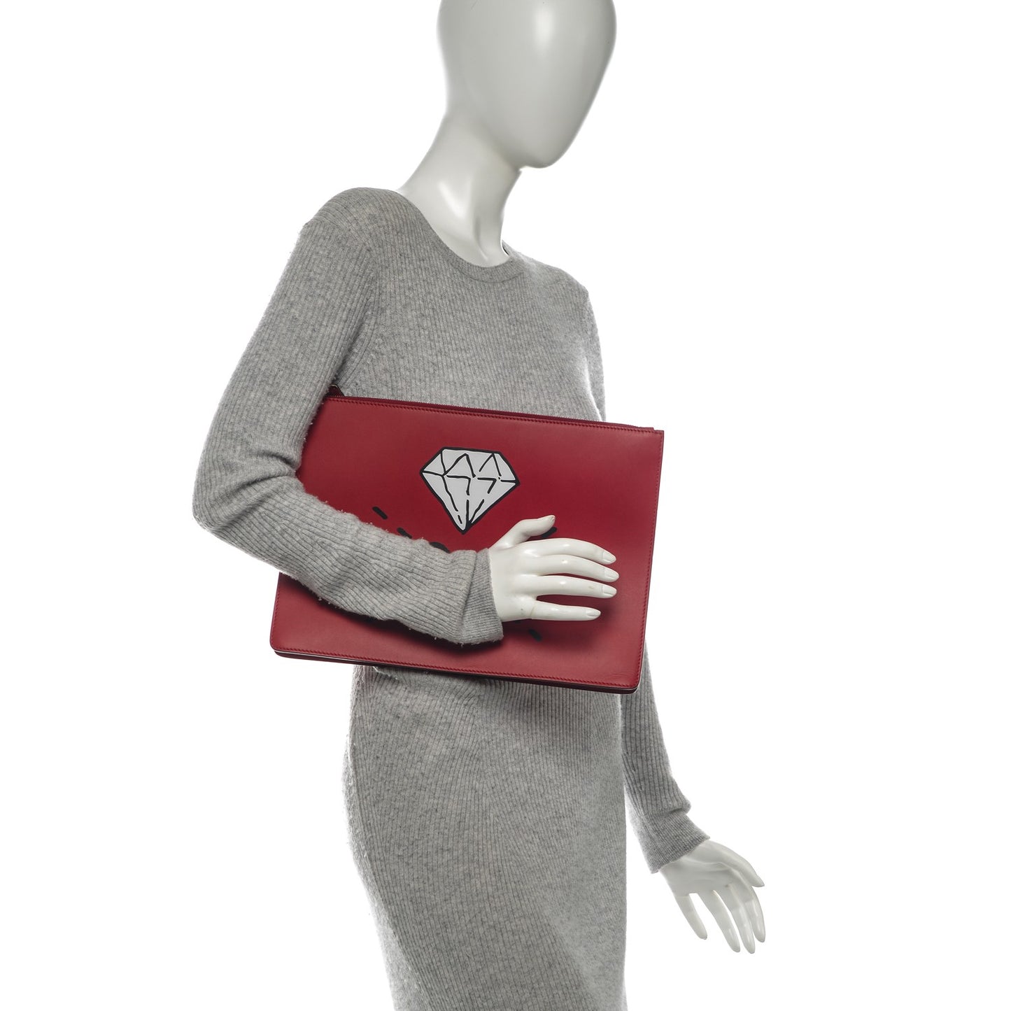 Calfskin GucciGhost Print Medium Documents Holder Hibiscus Red