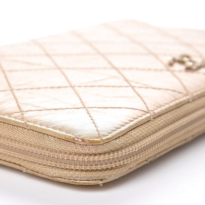 Chanel Metallic Aged Calfskin Quilted Palette Large Zip Around Organizer Wallet Gold 16 of 19