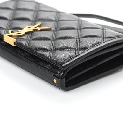 Saint Laurent Lambskin Diamond Quilted Becky Chain Wallet Black 7 of 10