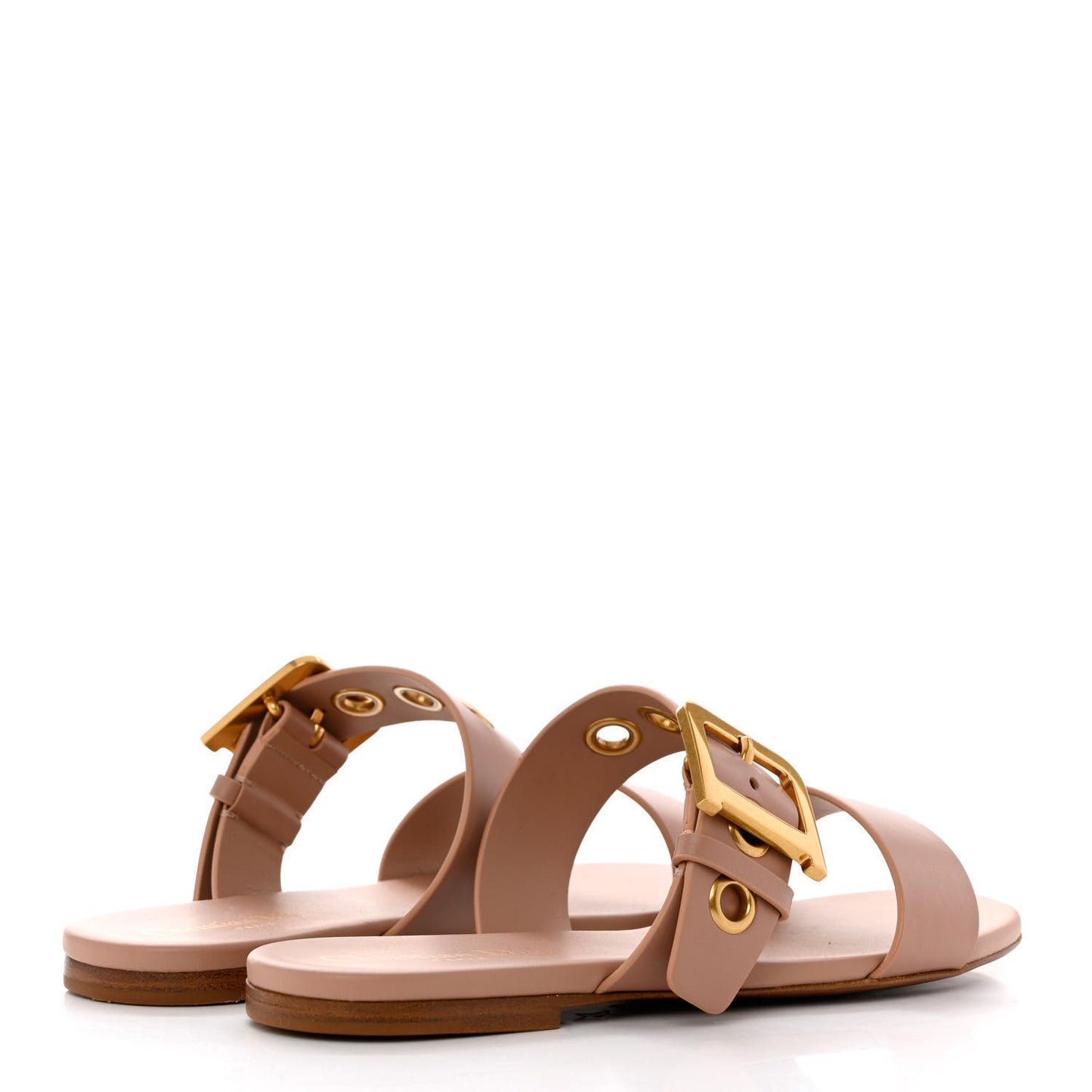 Calfskin D-Dior Slide Sandals 36.5 Rose De Vents