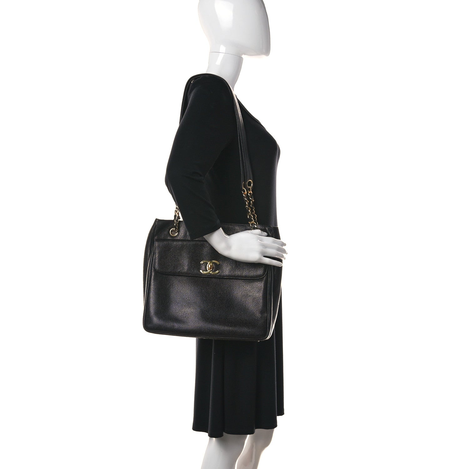Chanel Caviar CC Shopper Tote Black 2 of 10
