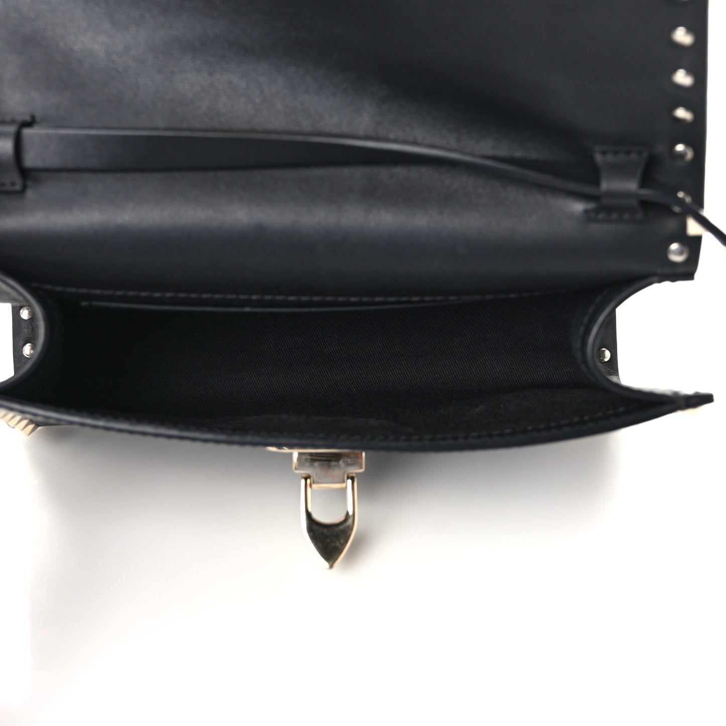 Vitello Medium Rockstud Flip Lock Crossbody Bag Black