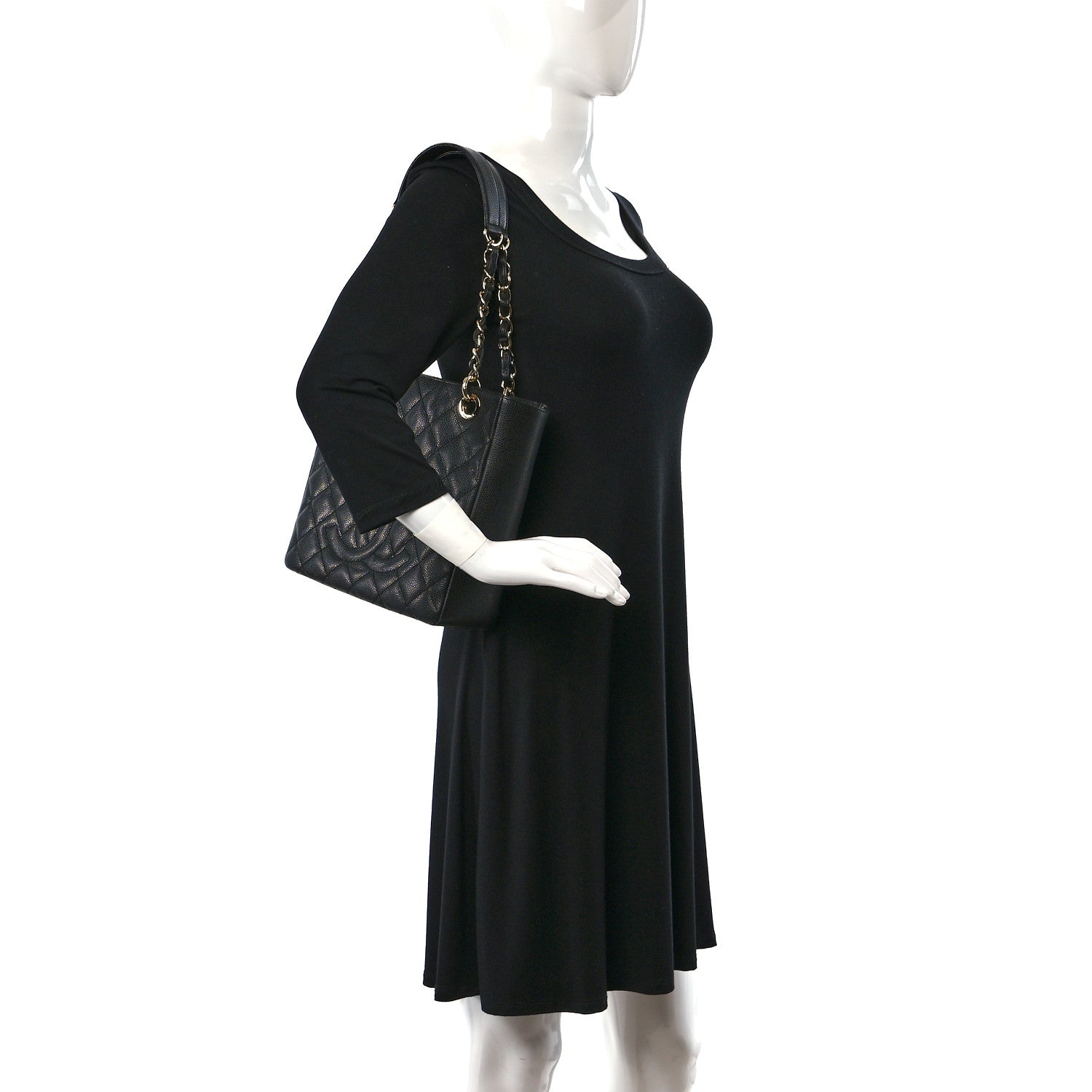 Chanel Caviar Quilted Petit Shopping Tote PST Black 2 of 9