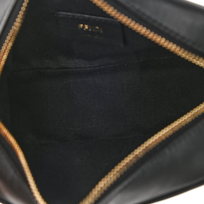 Fendi Glazed Fabric Vitello Century FF 1974 Stamp Patch Mini Camera Case Mogano Panna Black 5 of 12