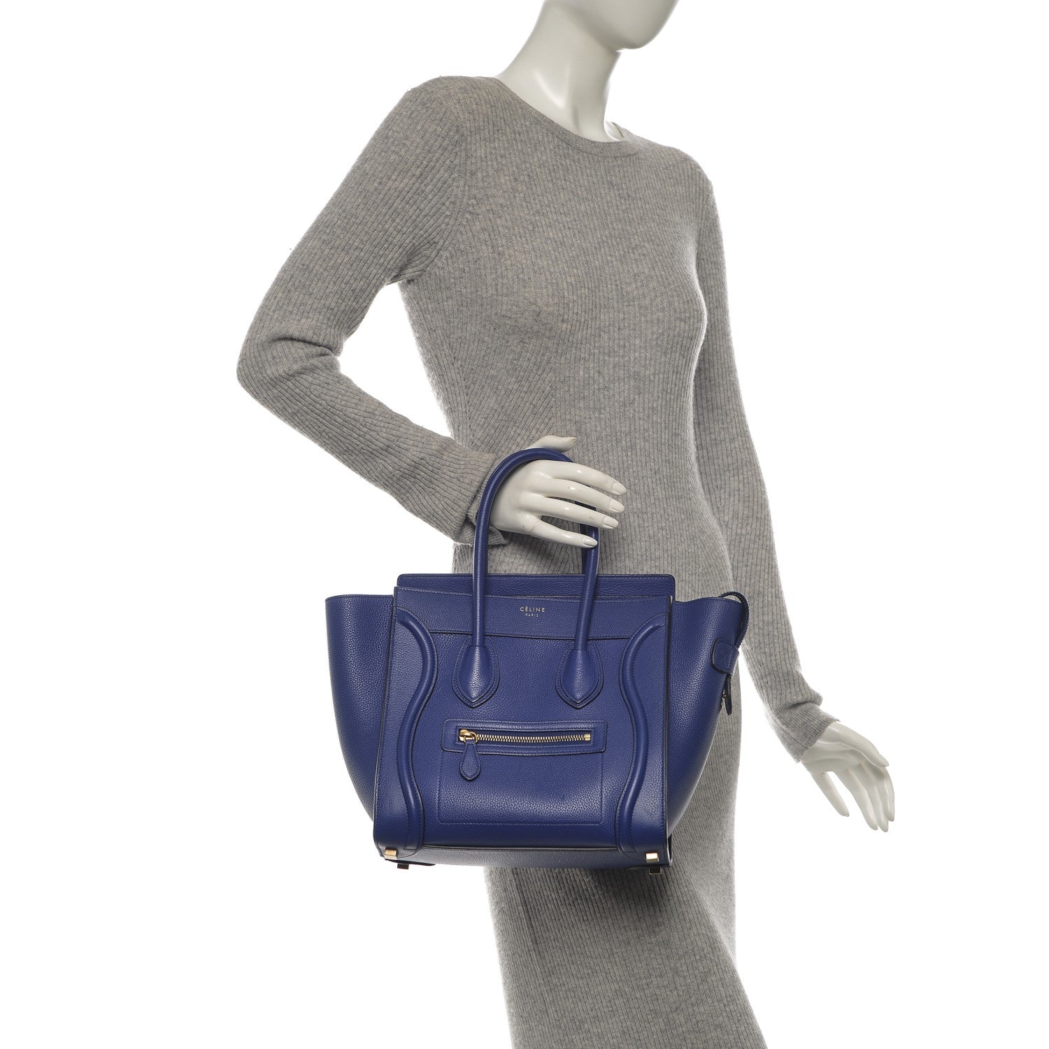 Celine Drummed Calfskin Micro Luggage Indigo 2 of 6