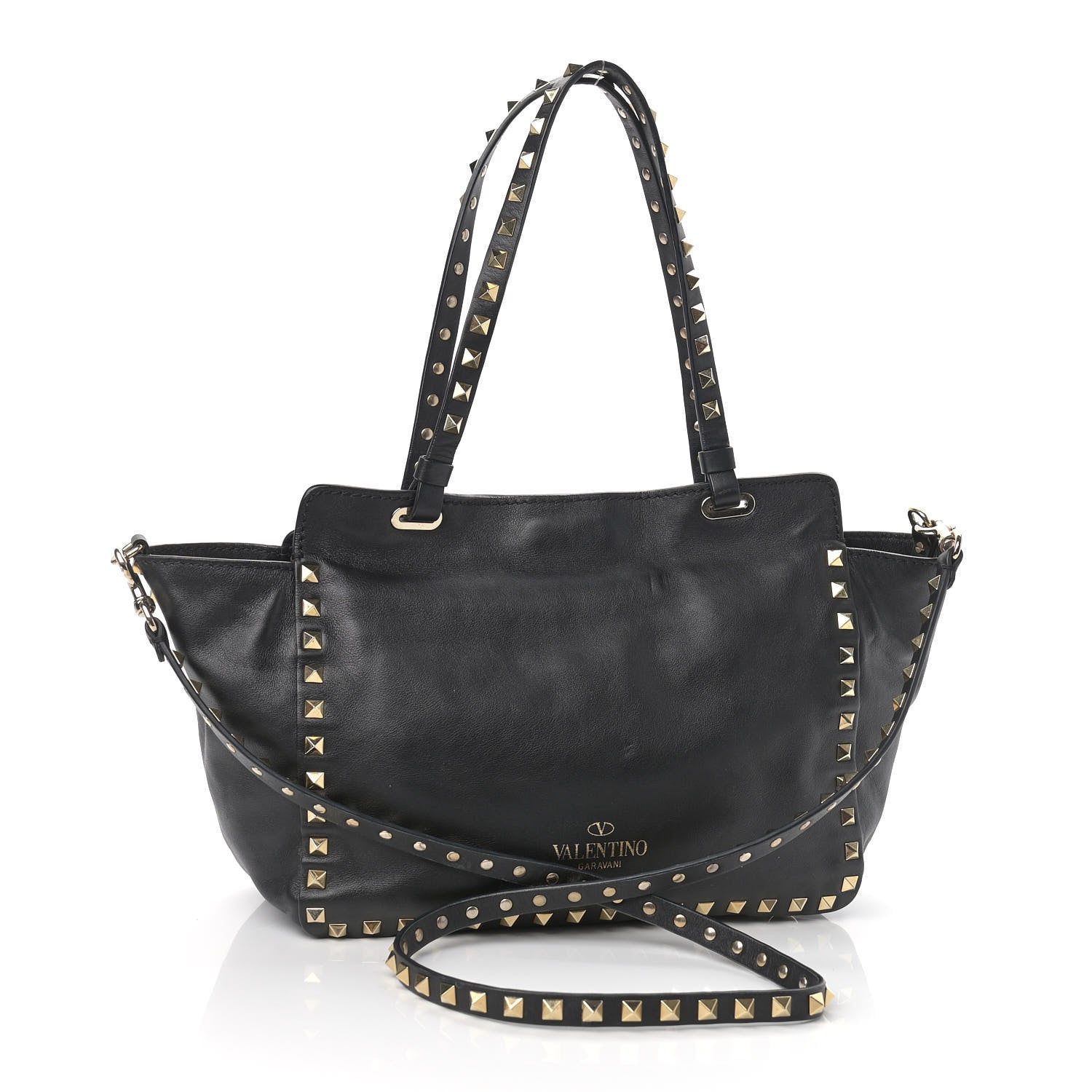 Valentino Garavani Vitello Small Rockstud Tote Black 3 of 10