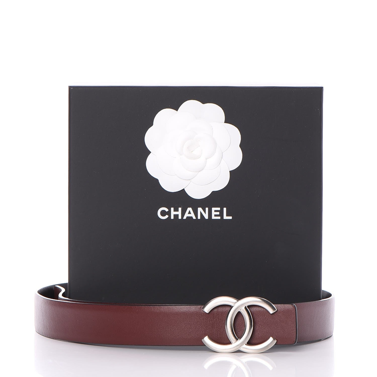 Chanel Calfskin CC Reversible Belt 90 Black Burgundy 7 of 7
