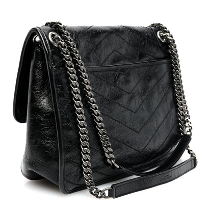 Saint Laurent Crinkled Calfskin Matelasse Monogram Medium Niki Chain Satchel Black 3 of 9